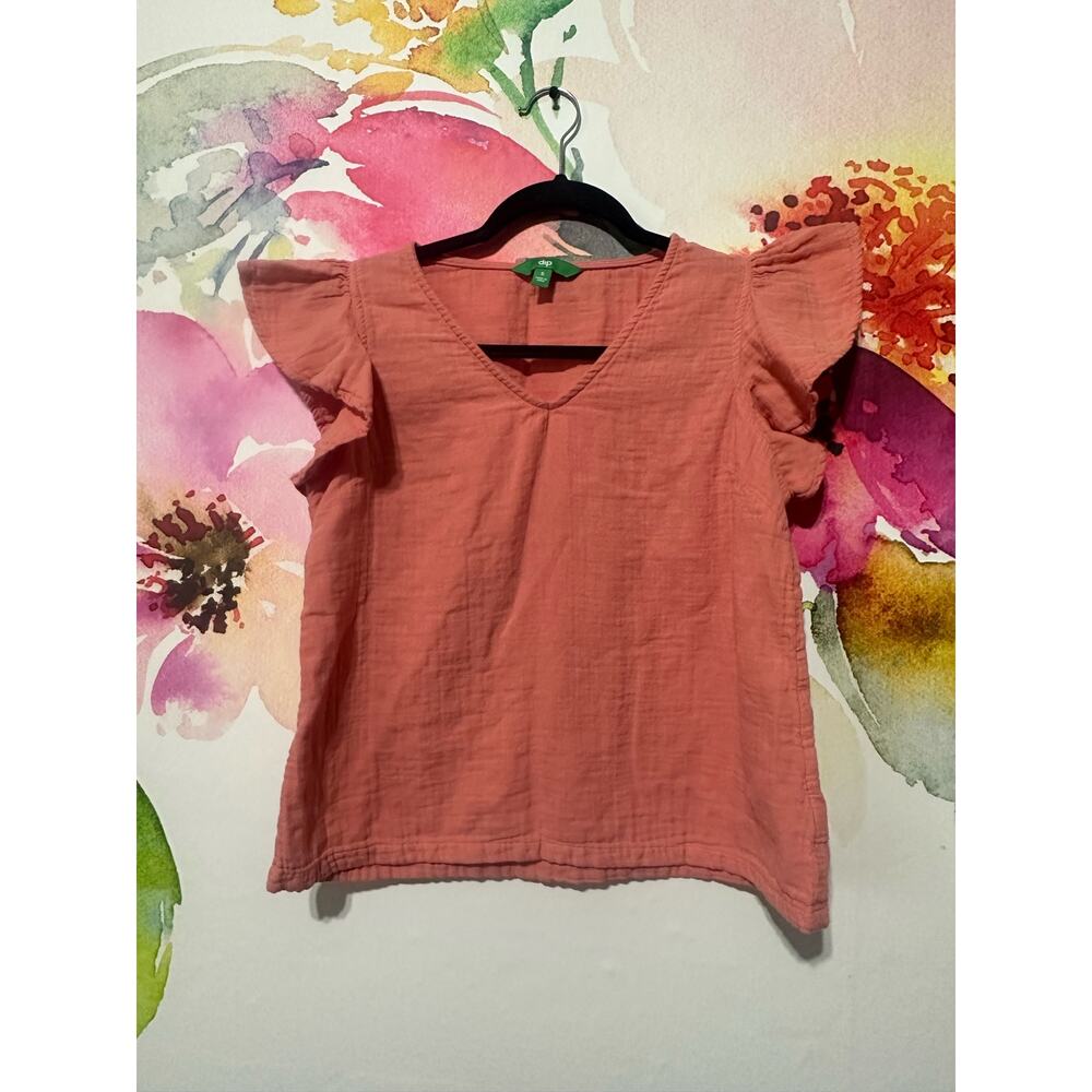 dip - Pink Flutter Sleeve Shirt - Size Small